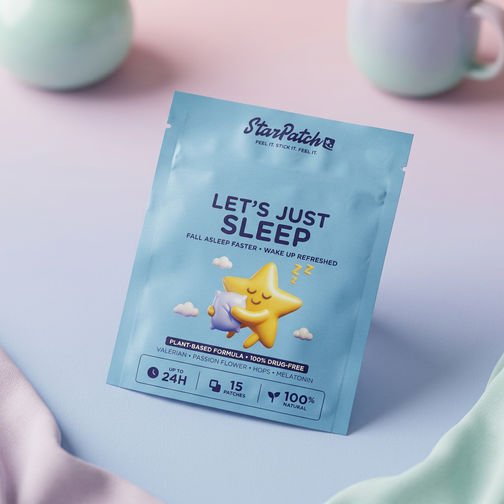 StarPatch sleep aid package with a star and moon design on a light background